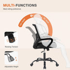Home Office Managerial Executive Chair, Ergonomic Mesh Adjustable Swivel Mid-Back Computer Desk Chair with Comfortable Lumbar Support, Comfy Arms for Bedroom,Study