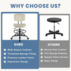 Armless Drafting Chair, Low Back Office Seat with Adjustable Footrest Ring for Standing Desk, Ergonomic PU Leather Office Seating, Swivel Rolling High Stool for Studio, Lab, Counter, Beige