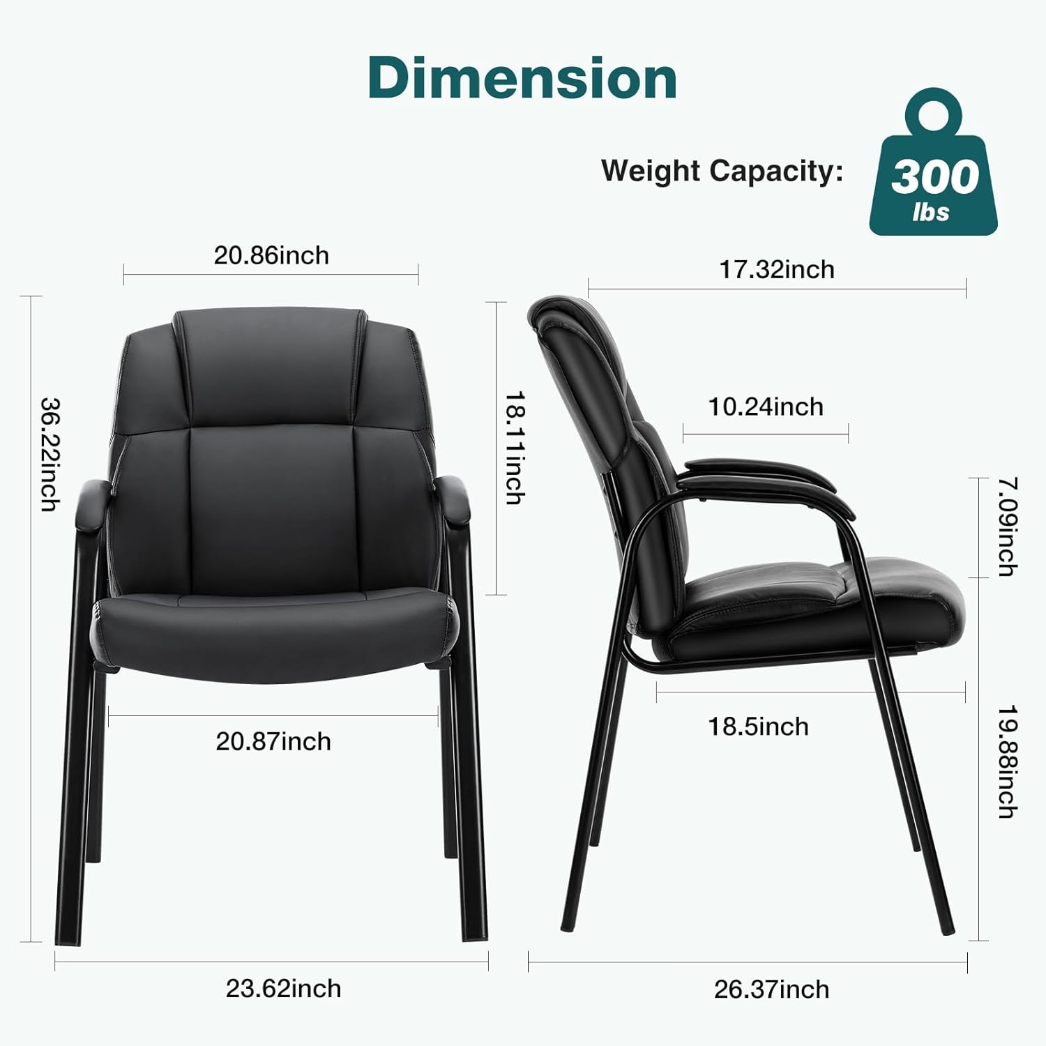 Waiting Room Chair Set of 6, Leather Office Desk Reception Guest Stationary Side Chairs with Padded Arms for Home Conference Lobby Area Meeting Church Medical Clinic Elderly Student