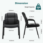 Waiting Room Chair, Leather Office Desk Reception Guest Stationary Side Chairs with Padded Arms for Home Conference Lobby Area Meeting Church Medical Clinic Elderly Student