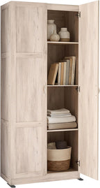 Office Storage Cabinet, Large Capacity Organizer, Wooden Bedroom Storage Unit for CD, Blankets and Books, Suitable for Living Rooms, Office and Study Rooms, White