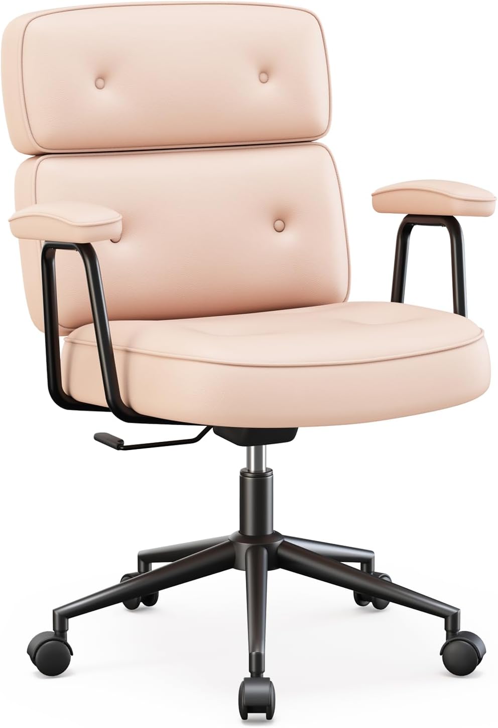 Ergonomic Home Office Desk Chair, PU Leather Computer Chair with Lumbar Support Adjustable Height Rolling Swivel Executive Task Armrests Chair, Inky