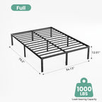 Full Size 12 Inch Platform Bed Frame, Heavy Duty Metal Foundation Frame, Noise-Free Sturdy Steel Slats, Underbed Storage, No Box Spring Needed, Quick Setup