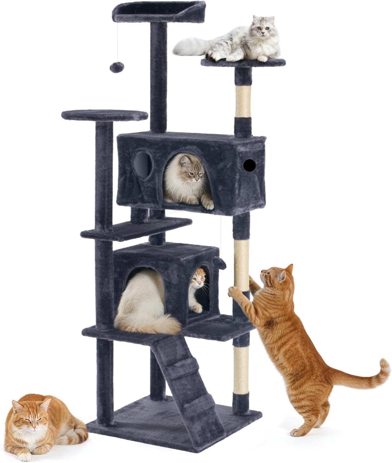 33-inch Cat Tree Tower for Indoor Cats, Small Cat Scratching Post with Curved Bed, Cat Tree with Cat Condo for Adult, Grey