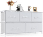 8 Drawer Dresser for Bedroom, Fabric Storage Organizer with Sturdy Metal Frame, Wooden Top Chest of Drawers for Closet Entryway Guest Room,Matte Black