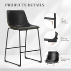 Counter Height Bar Stools Set of 4, 30 inch Height Stool Faux Leather Barstools with Back, Armless Kitchen Island Countertop Comfortable Modern Chairs with Metal Legs, Elegant Black