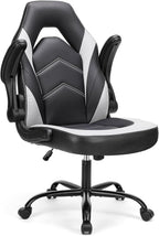 Computer Gaming Desk Chair - Big Tall Ergonomic Lumbar Support with Flip-up Armrest and 360?? Swivel Wheels, PU Leather Height Adjustable, for Home and Office, Black