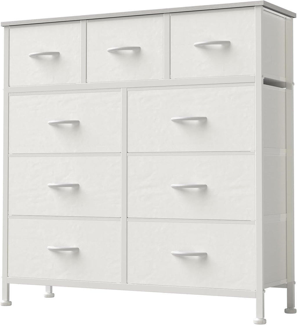 8 Drawer Dresser for Bedroom, Fabric Storage Organizer with Sturdy Metal Frame, Wooden Top Chest of Drawers for Closet Entryway Guest Room,Matte Black