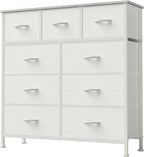 8 Drawer Dresser for Bedroom, Fabric Storage Organizer with Sturdy Metal Frame, Wooden Top Chest of Drawers for Closet Entryway Guest Room,Matte Black