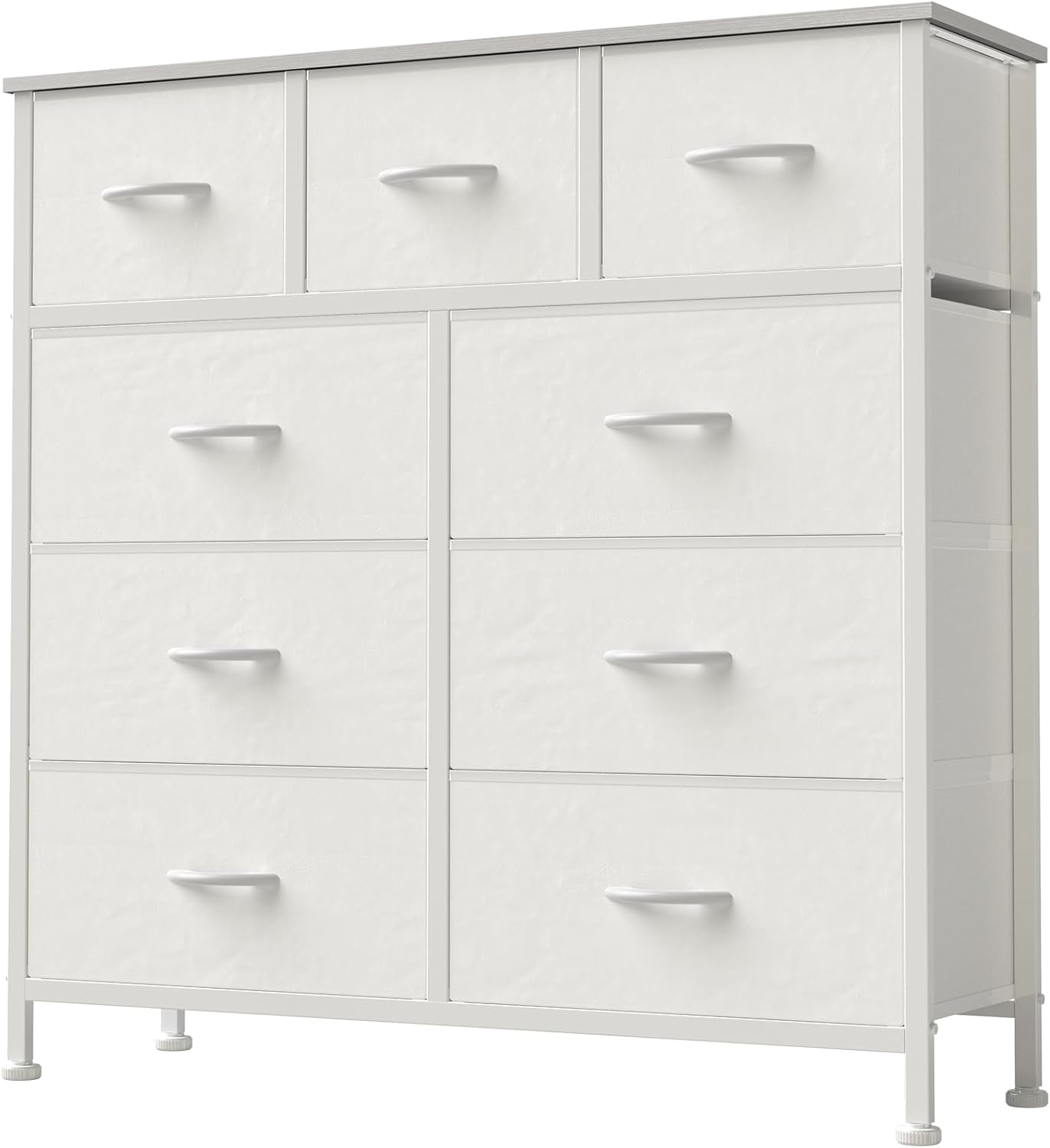 8 Drawer Dresser for Bedroom, Fabric Storage Organizer with Sturdy Metal Frame, Wooden Top Chest of Drawers for Closet Entryway Guest Room,Matte Black