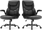 Office Computer Gaming Chair, Ergonomic High Back Heavy Duty Task Desk Chairs with Wheels, Flip-up Arms, Adjustable Height, PU Leather, Grey