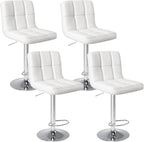 Bar Stools Set of 2, Armless PU Leather Adjustable Swivel Barstools, Hydraulic Kitchen Counter Height Thickened Seat Cushion Square Island Countertop Chairs with Back, Black