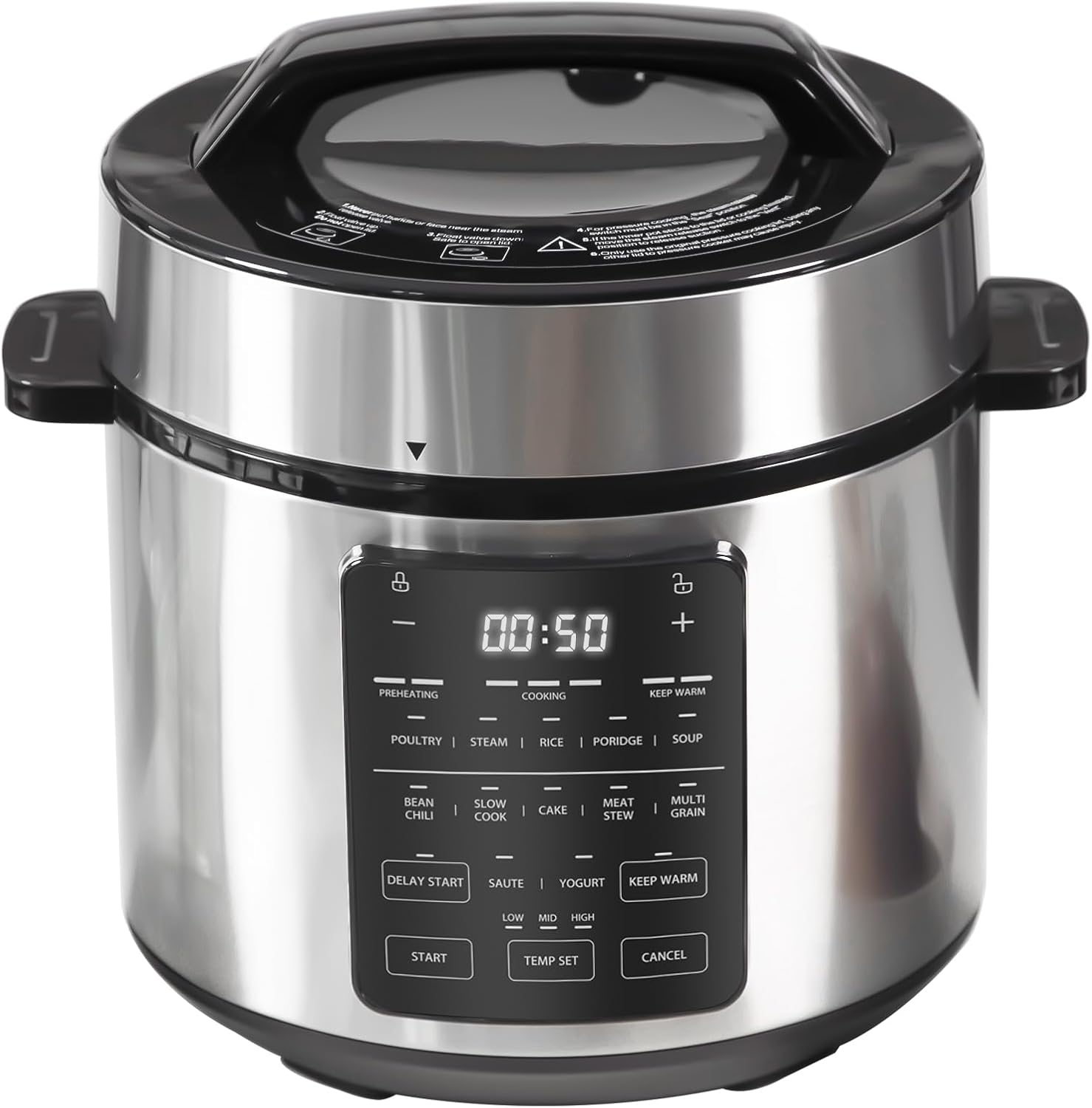 Electric Pressure Cooker 16-in-1, 8QT Programmable Multi Cooker with 12 One-Touch Presets, Soup Steam Yogurt and More, Ceramic Inner Pot Delay Start & Keep Warm, Includes Recipe Guide, Black