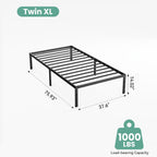 Twin XL Size 14 Inch Platform Bed Frame, Heavy Duty Metal Foundation Frame, Noise-Free Sturdy Steel Slats, Underbed Storage, No Box Spring Needed, Quick Setup