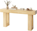 63-Inch Narrow Console Table, Sturdy Wooden Entryway Table with 5.9 Thick Top, Heavy Duty 155lbs Capacity, Space-Saving Sofa Table for Living Room, Hallway, Entrance, Foyer, Natural Wood