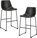 Counter Height Bar Stools Set of 4, 30 inch Height Stool Faux Leather Barstools with Back, Armless Kitchen Island Countertop Comfortable Modern Chairs with Metal Legs, Warm Brown