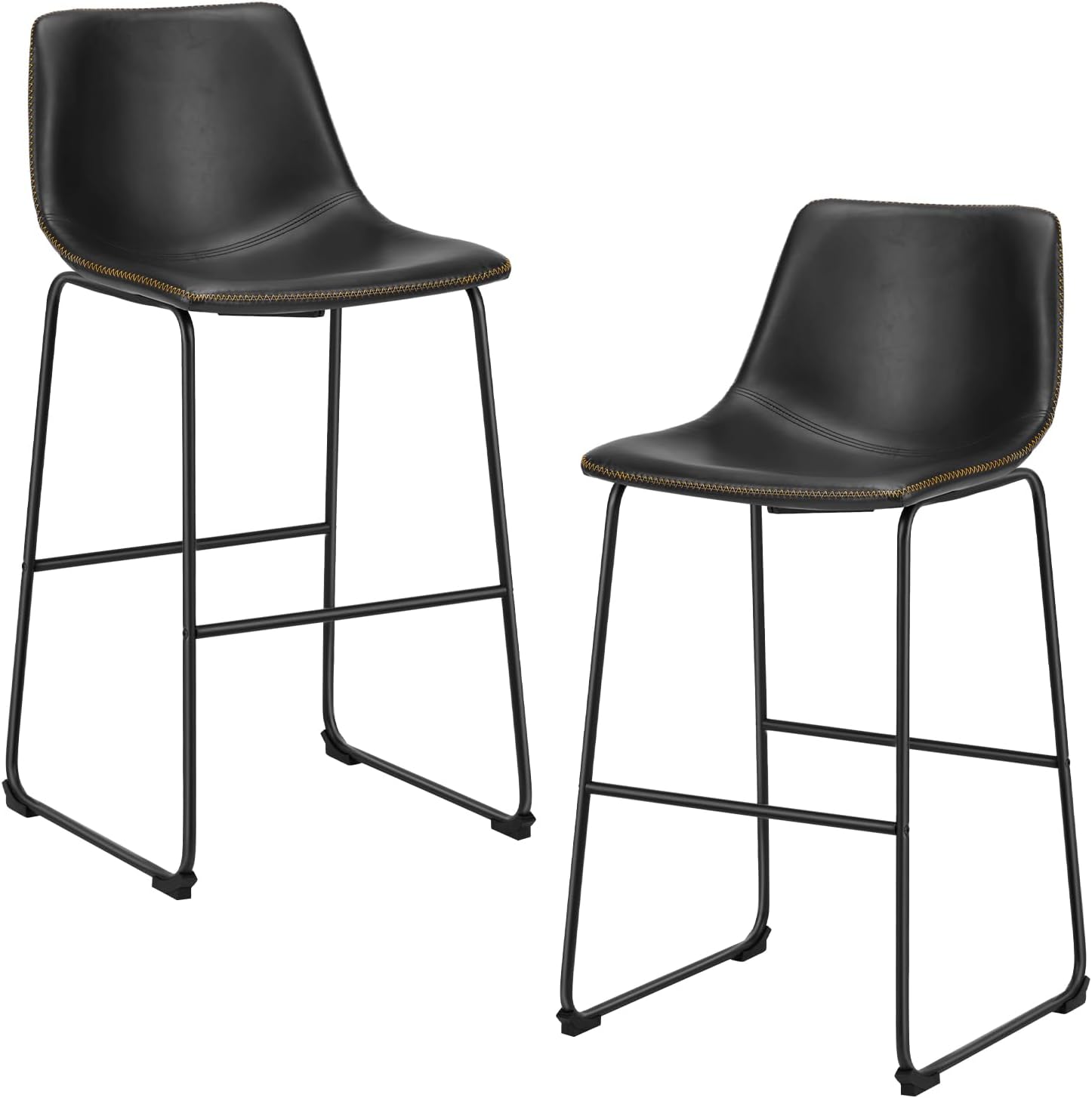 Counter Height Bar Stools Set of 4, 30 inch Height Stool Faux Leather Barstools with Back, Armless Kitchen Island Countertop Comfortable Modern Chairs with Metal Legs, Warm Brown
