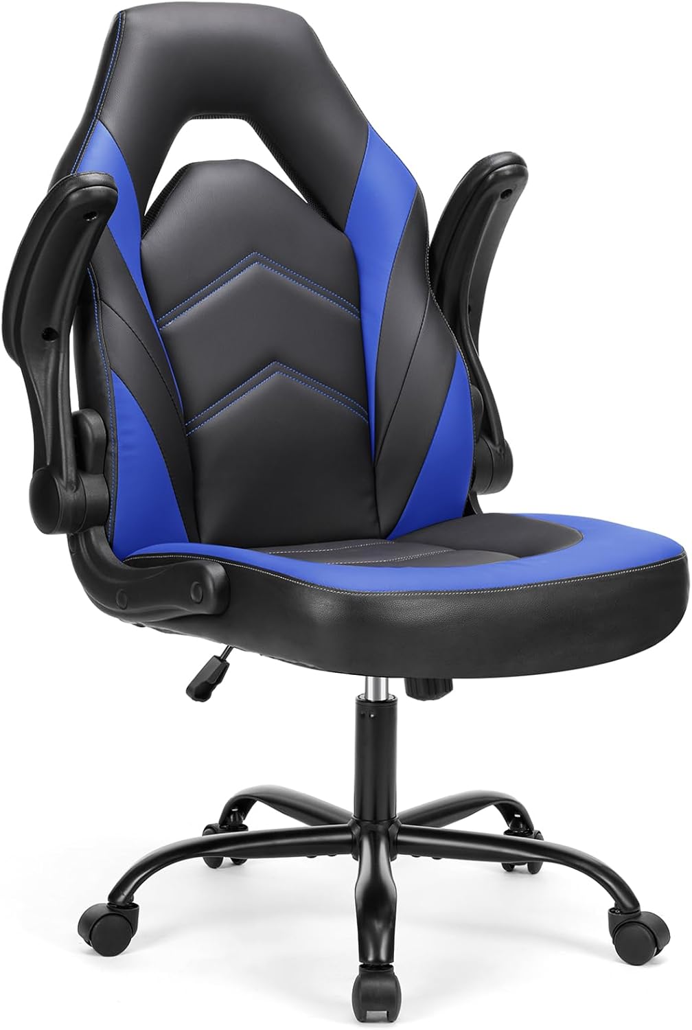 Computer Gaming Desk Chair - Big Tall Ergonomic Lumbar Support with Flip-up Armrest and 360?? Swivel Wheels, PU Leather Height Adjustable, for Home and Office, Black