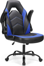 Computer Gaming Desk Chair - Big Tall Ergonomic Lumbar Support with Flip-up Armrest and 360?? Swivel Wheels, PU Leather Height Adjustable, for Home and Office, Black