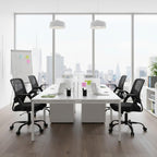 Home Office Managerial Executive Chair, Flip Up Armrest Ergonomic Mesh Adjustable Swivel Mid-Back Computer Desk Chair with Comfortable Lumbar Support, Comfy Arms for Bedroom,Study