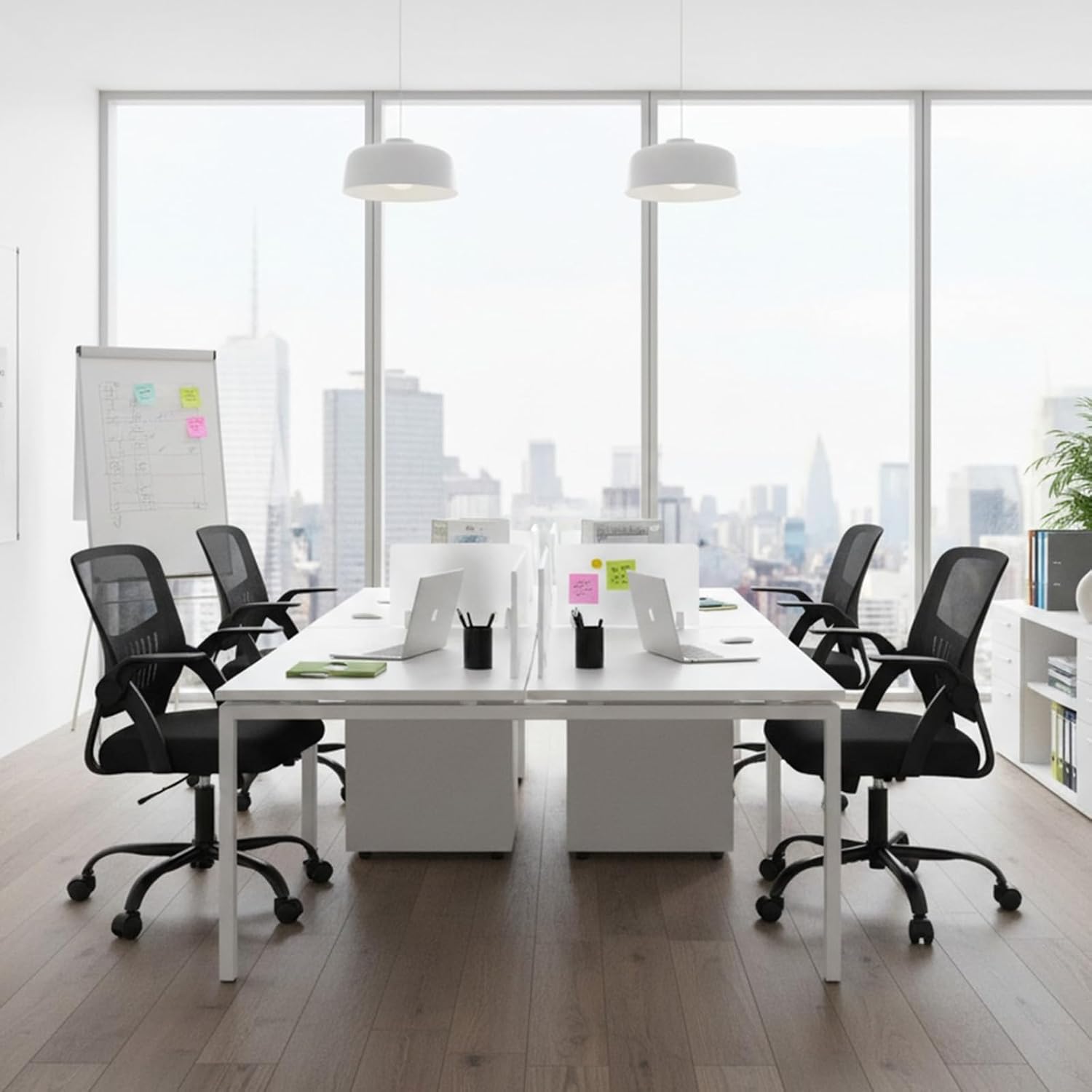 Home Office Managerial Executive Chair, Flip Up Armrest Ergonomic Mesh Adjustable Swivel Mid-Back Computer Desk Chair with Comfortable Lumbar Support, Comfy Arms for Bedroom,Study
