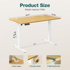 Electric Standing Desk Adjustable Height, 40x24 Inch Sit Stand Up Home Office Desks Memory Computer Workstation PC Work Table with Preset Splice Wood Board Metal Frame, Oak