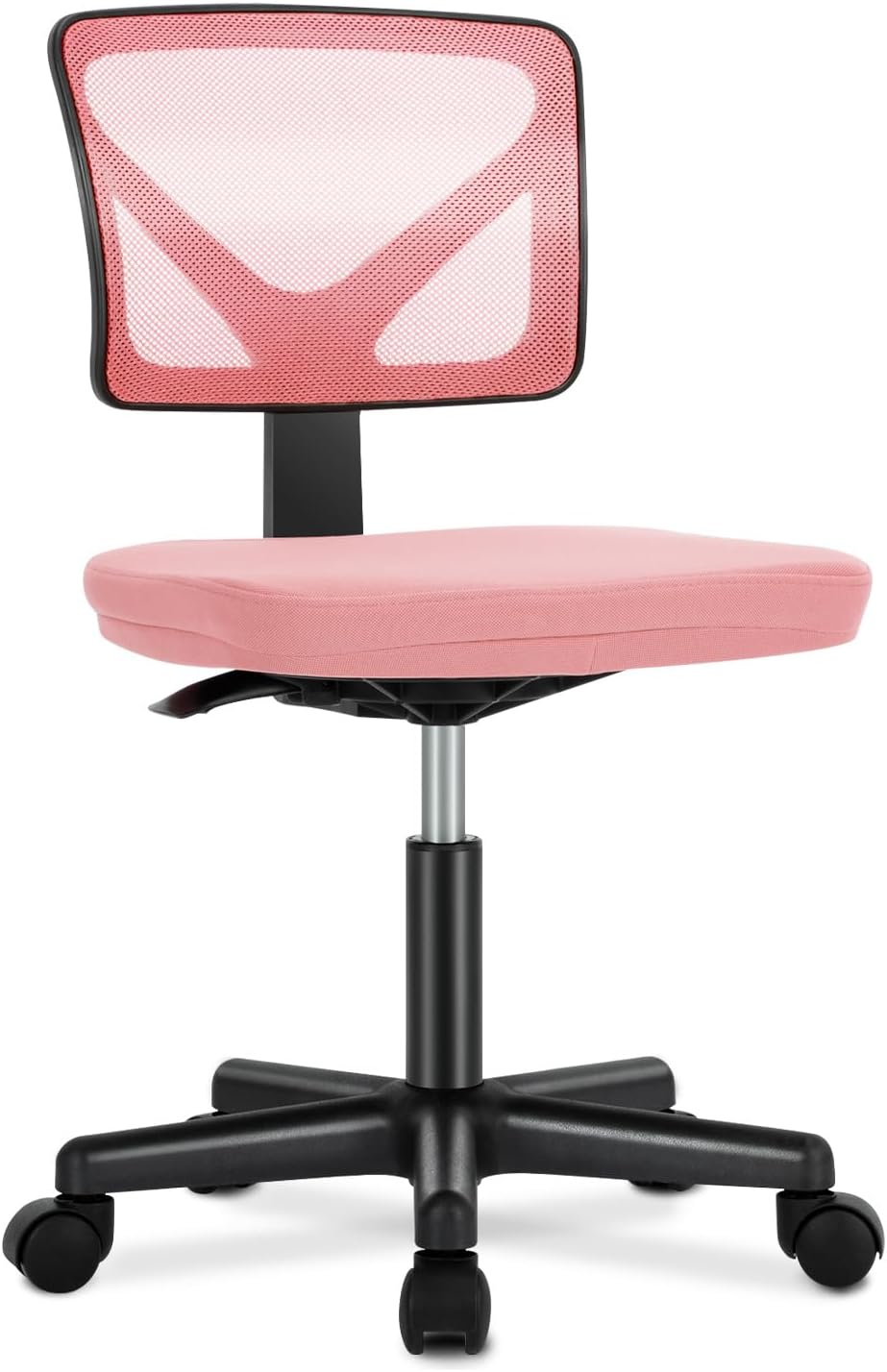 Armless Office Chairs with Wheels, Ergonomic Adjustable Home Desk Swivel Rolling Task Chair No Arms, Comfy Mesh Mid Back Computer Work Vanity Desk Chairs for Small Spaces, New Black