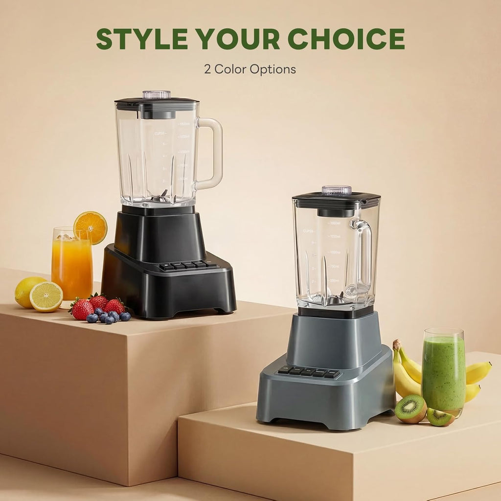 Professional Blender for Smoothies, Full-Size Kitchen Blender with 850 Peak Watts & 54oz Large Glass Pitcher, 4 Speeds with Pulse for Ice Crushing Frozen Fruits, Dishwasher Safe, Black