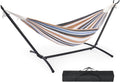 Double Hammock with Space Saving Stand, Heavy Duty Steel Frame, Portable for Outside & Indoor Use, 450lbs Capacity, Easy Assembly, Carrying Bag Included, Beige