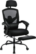 Office Computer Desk Chair, Ergonomic High-Back Mesh Rolling Work Swivel Chairs with Wheels, Comfortable Lumbar Support, Comfy Arms for Home, Bedroom, Study, Student, Black