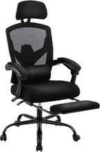 Office Computer Desk Chair, Ergonomic High-Back Mesh Rolling Work Swivel Chairs with Wheels, Comfortable Lumbar Support, Comfy Arms for Home, Bedroom, Study, Student, Black