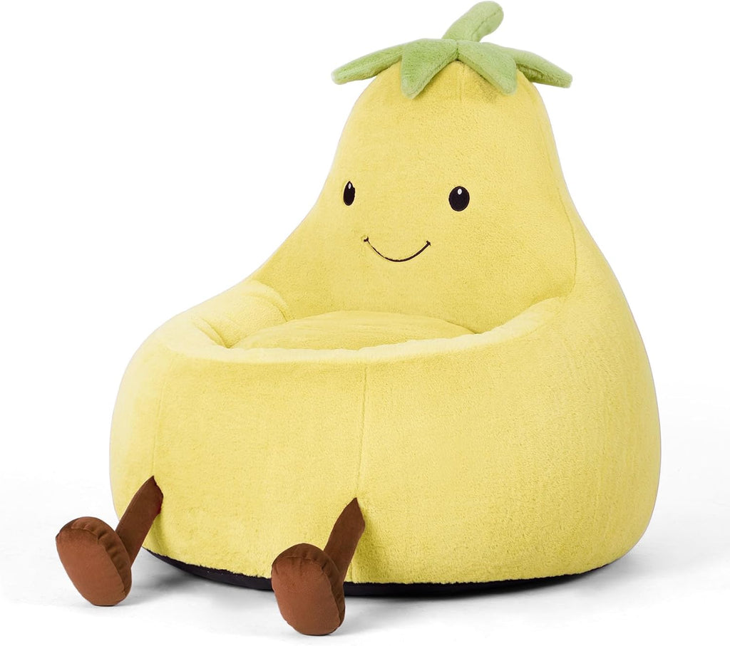 Kids Bean Bag Chair, Stuffed Toddler Couch with Faux Rabbit Fur Cover for Teens & Kids, Comfy Lazy Sofa Chair for Reader, Living Room, Bedroom, Aged 4-12 Years, 34 Inch, Penguin Black White