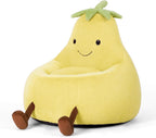 Kids Bean Bag Chair, Stuffed Toddler Couch with Faux Rabbit Fur Cover for Teens & Kids, Comfy Lazy Sofa Chair for Reader, Living Room, Bedroom, Aged 4-12 Years, 24 Inch, Rose Red