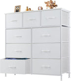 8 Drawer Storage Dresser with Wood Top - Wide Fabric Chest Organizer for Bedroom, Closet, Living Room,Tower Cabinet, TV Stand, Hallway Entryway Furniture,Grey