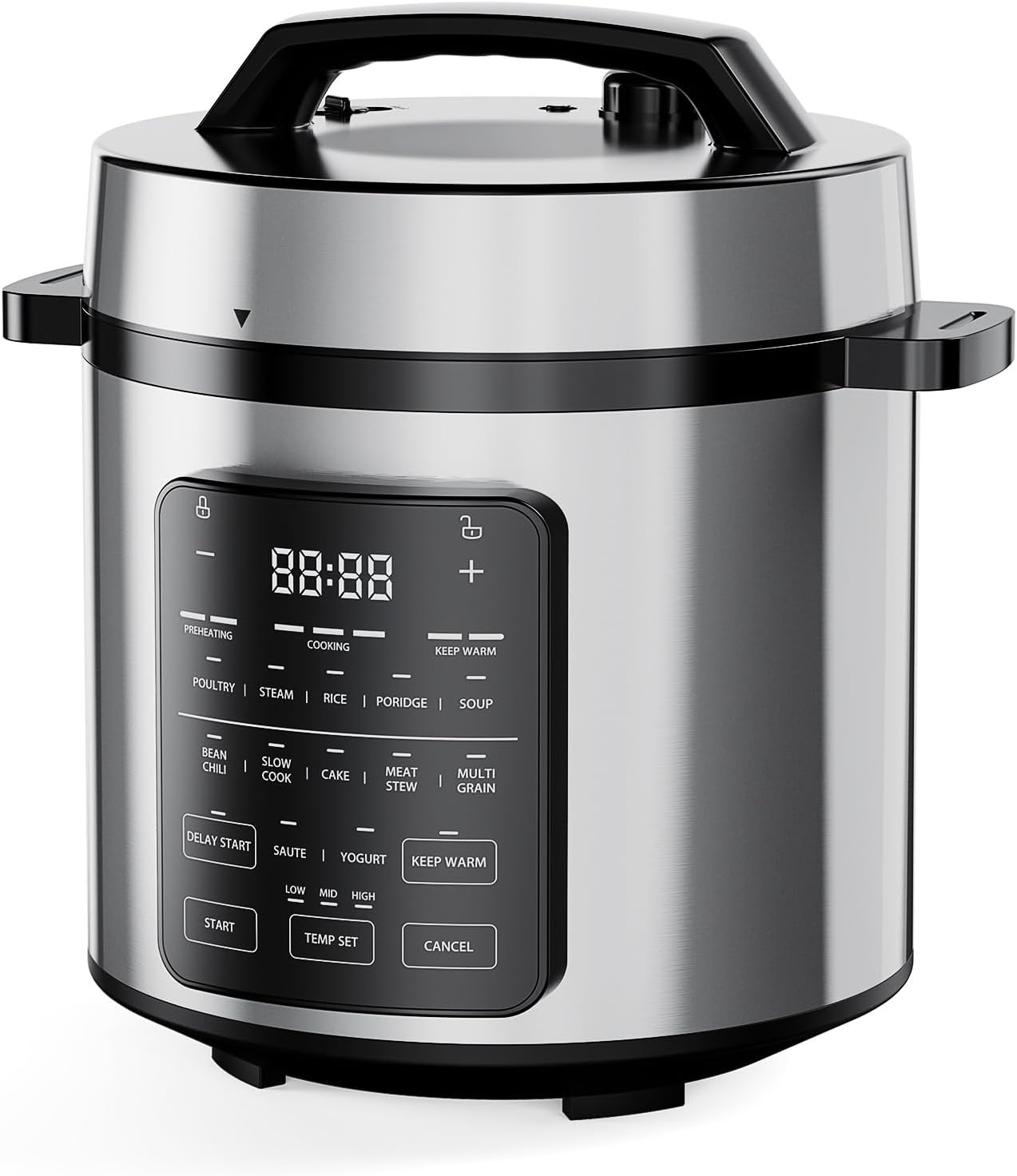 Electric Pressure Cooker 16-in-1, 8QT Programmable Multi Cooker with 12 One-Touch Presets, Soup Steam Yogurt and More, Ceramic Inner Pot Delay Start & Keep Warm, Includes Recipe Guide, Silver