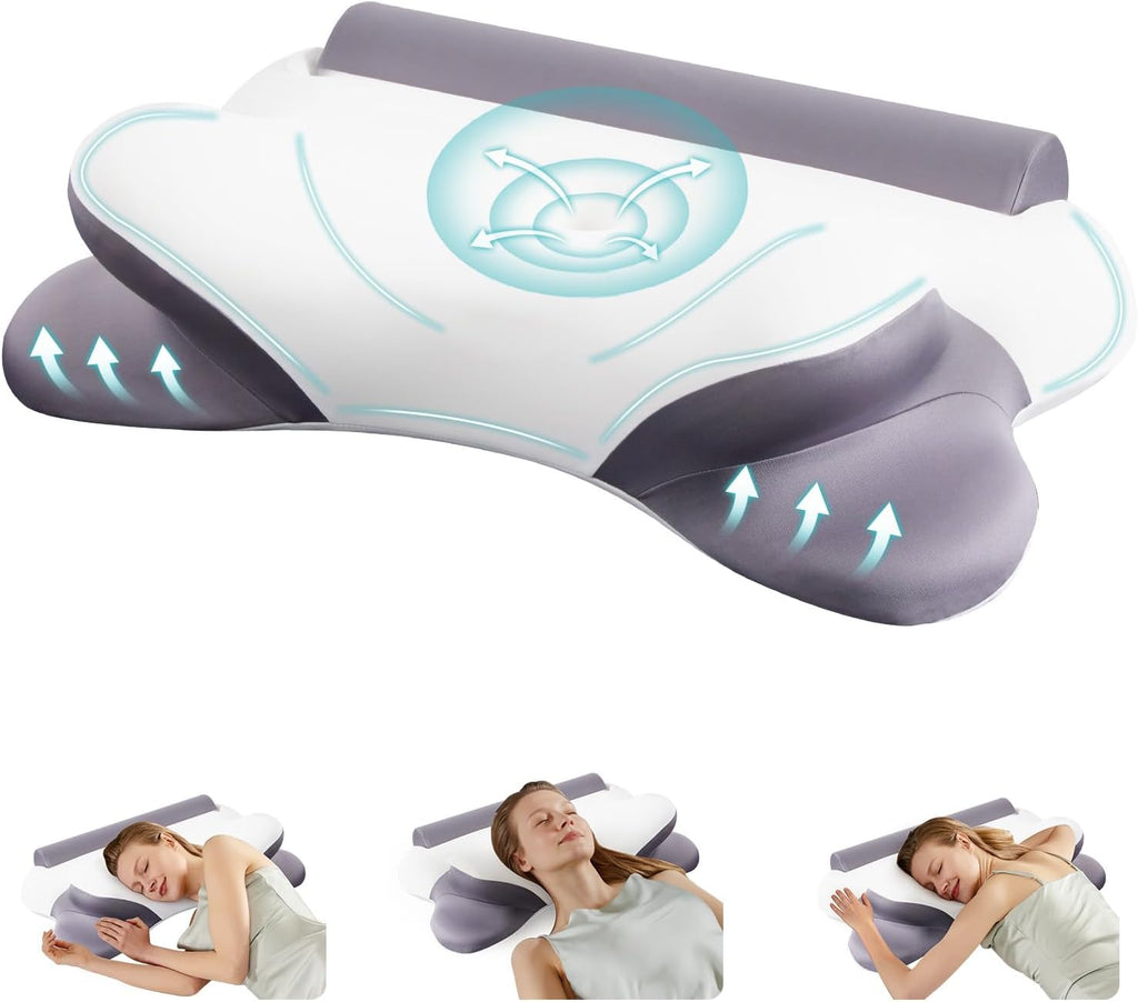 Cervical Pillow for Neck and Shoulder, Contour Memory Foam Pillow, Ergonomic Neck Support Pillow for Side Back Stomach Sleepers with Pillowcase