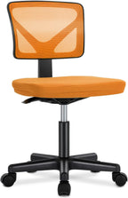 Armless Desk Chairs Set of 2, Ergonomic Adjustable Home Office Swivel Rolling Task Chair No Arms, Comfy Mesh Mid Back Computer Work Vanity Desk Chiars with Wheels for Small Spaces, Blue