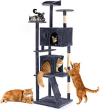 33-inch Cat Tree Tower for Indoor Cats, Small Cat Scratching Post with Curved Bed, Cat Tree with Cat Condo for Adult, Grey