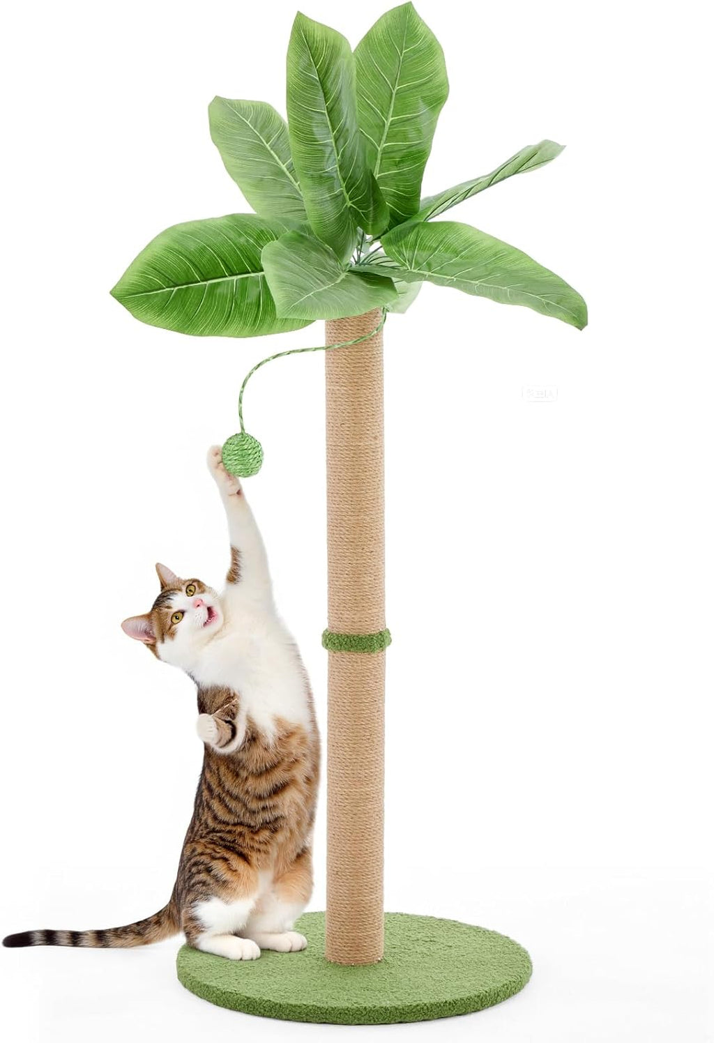 54-inch Indoor Cat Tree Tower ?CMulti-Level Pet House for Large Cats with 2 Condos, Scratching Posts, Round Platform, Small Ladder, and Toys, Beige