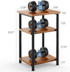 3 Tier End Table for Small Space, Side Sofa Tables Storage Shelf, Nightstand with Adjustable Feet for Living Room, Bedroom, Office, Set of 2, Rustic Brown