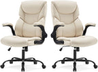 Office Computer Gaming Chair, Ergonomic High Back Heavy Duty Task Desk Chairs with Wheels, Flip-up Arms, Adjustable Height, PU Leather, Grey
