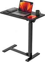 Mobile Standing Desk, Height-Adjustable Computer Cart with Pneumatic Lift, Portable Computer Workstation Cart for Bed, Couch, Office, Sofa, Black