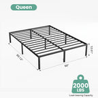 Queen Size 12 Inch Platform Bed Frame, Heavy Duty Metal Foundation Frame, Noise-Free Sturdy Steel Slats, Underbed Storage, No Box Spring Needed, Quick Setup