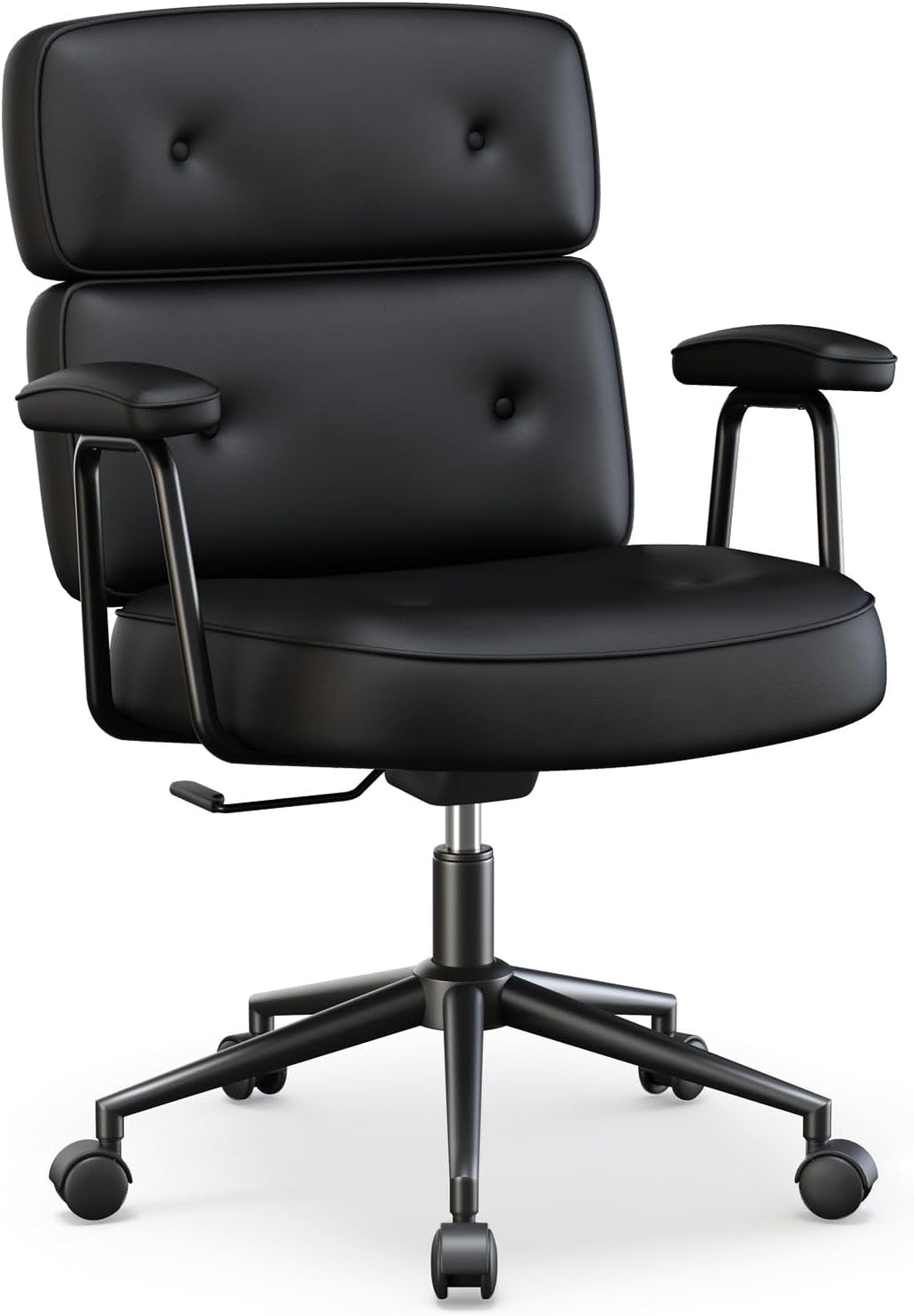 Ergonomic Home Office Desk Chair, PU Leather Computer Chair with Lumbar Support Adjustable Height Rolling Swivel Executive Task Armrests Chair, Inky