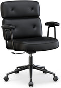 Ergonomic Home Office Desk Chair, PU Leather Computer Chair with Lumbar Support Adjustable Height Rolling Swivel Executive Task Armrests Chair, Inky
