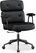 Ergonomic Home Office Desk Chair, PU Leather Computer Chair with Lumbar Support Adjustable Height Rolling Swivel Executive Task Armrests Chair, Inky