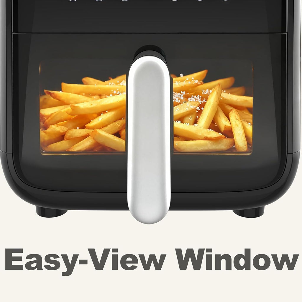 7.9QT Air Fryer with Window, 12-In-1 Large Air Fryer for Family, 400??F Rapid Air Crispy Technology, Roast Bake Dehydrate Reheat, Nonstick & Easy-Clean Basket, 1800W, Black