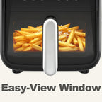 7.9QT Air Fryer with Window, 12-In-1 Large Air Fryer for Family, 400??F Rapid Air Crispy Technology, Roast Bake Dehydrate Reheat, Nonstick & Easy-Clean Basket, 1800W, Black