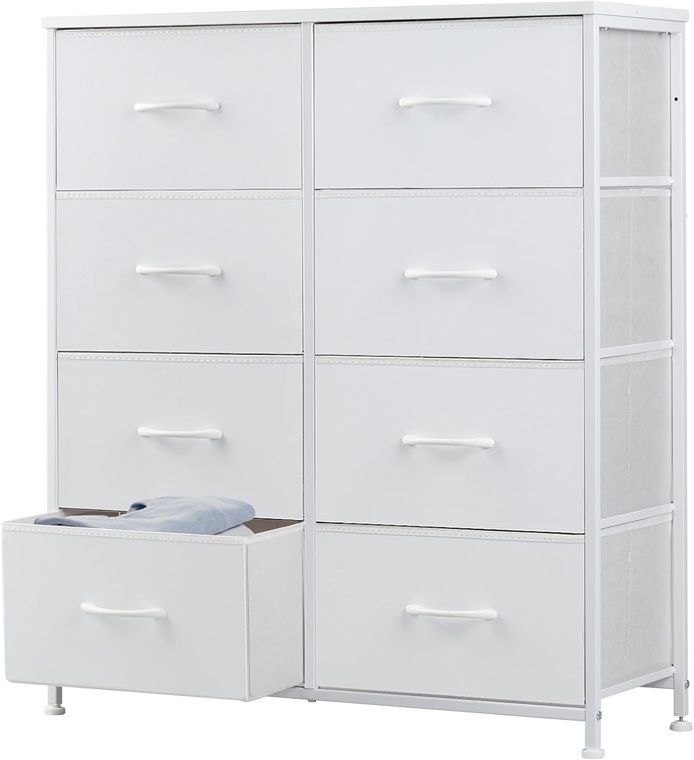 8 Drawer Dresser for Bedroom, Fabric Storage Organizer with Sturdy Metal Frame, Wooden Top Chest of Drawers for Closet Entryway Guest Room,Matte Black