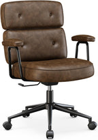 Ergonomic Home Office Desk Chair, PU Leather Computer Chair with Lumbar Support Adjustable Height Rolling Swivel Executive Task Armrests Chair, Inky